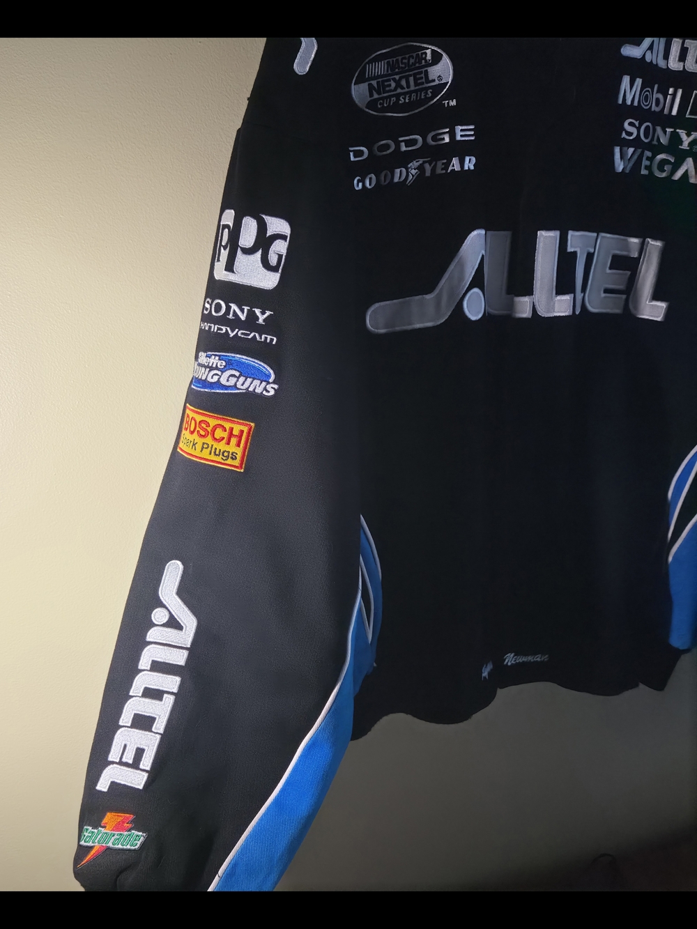 Black & Blue Racing-Style Bomber Jacket - Picture 3 of 9